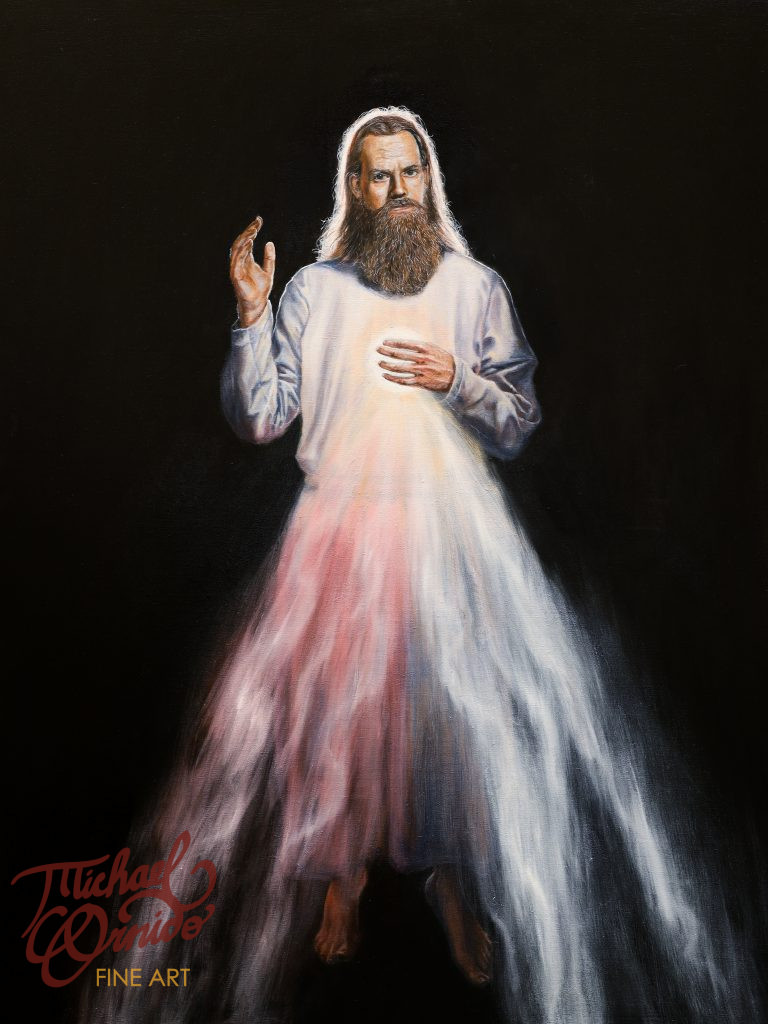 “Divine Mercy”, 48″ by 36″, oil on canvas (SOLD)
