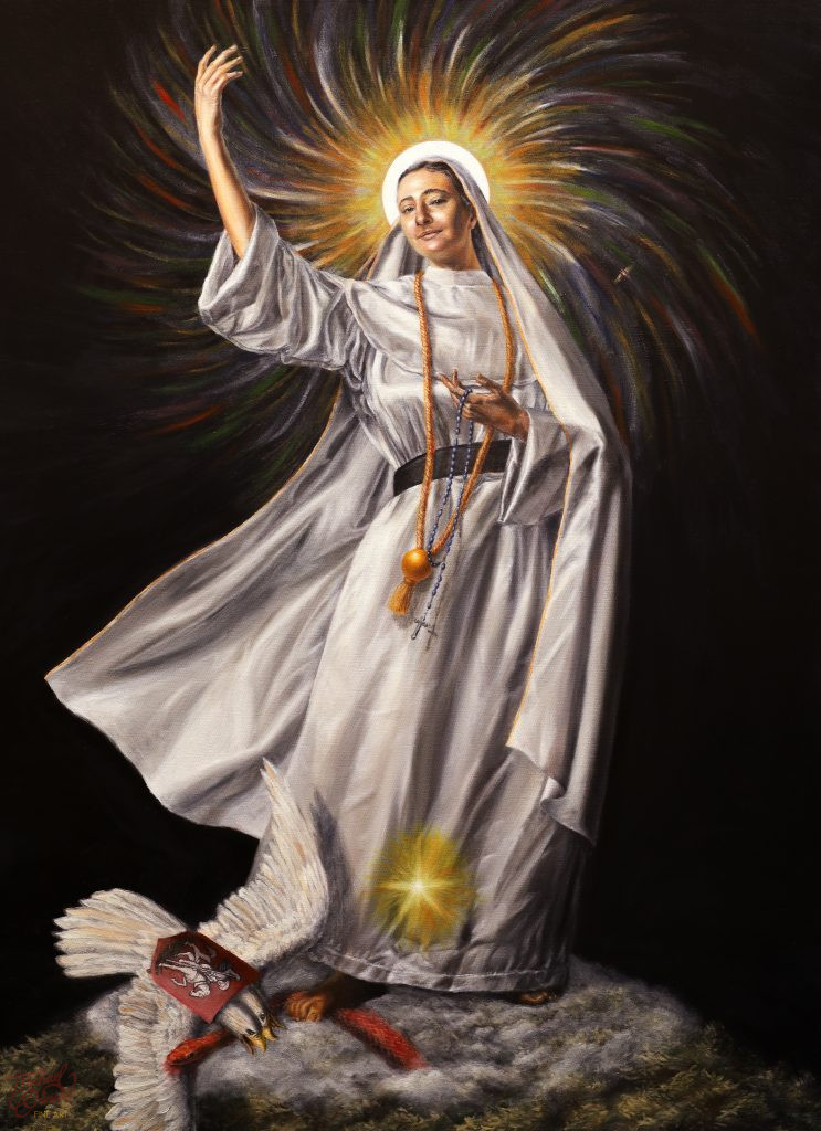 “Our Lady of Fatima” (commission), 48″ by 36″, oil on canvas, 2023 – SOLD