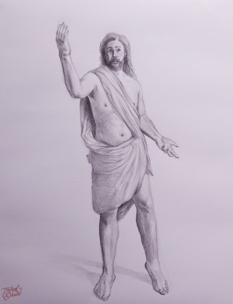 Original Jesus Transfiguration sketch, graphite on paper, 2021