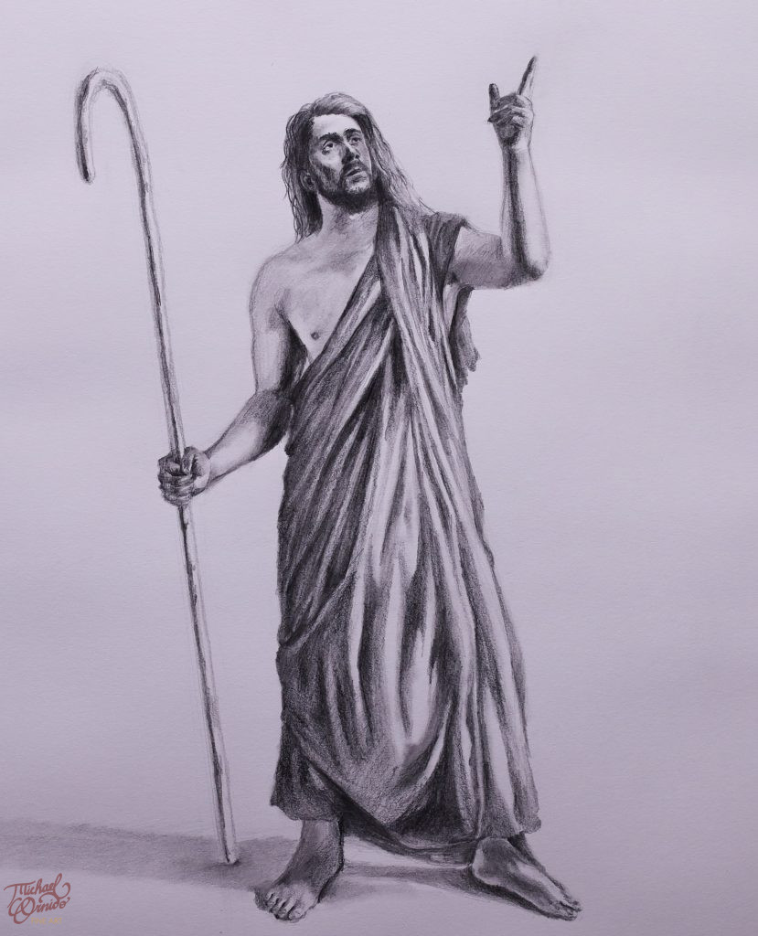 Original Sermon on the Mount sketch, graphite on paper, 2021