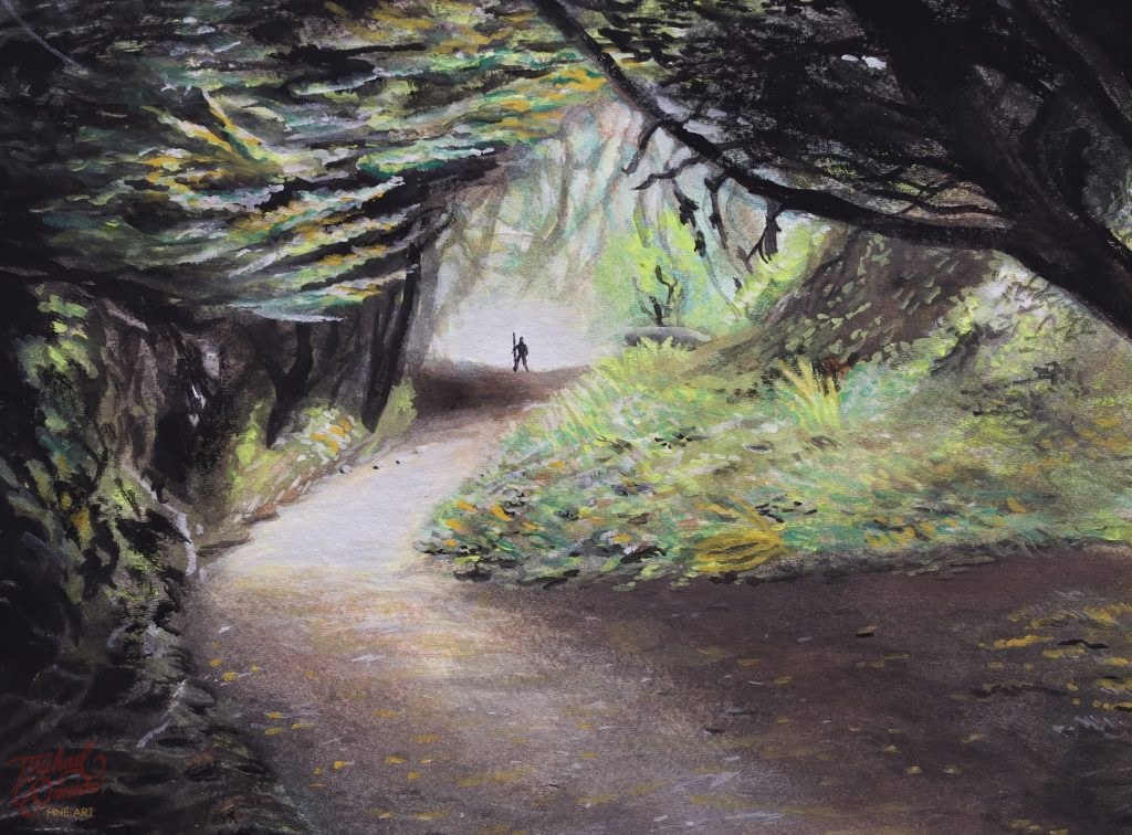 “The Winding Path”, 6" by 8", watercolor on paper, 2022