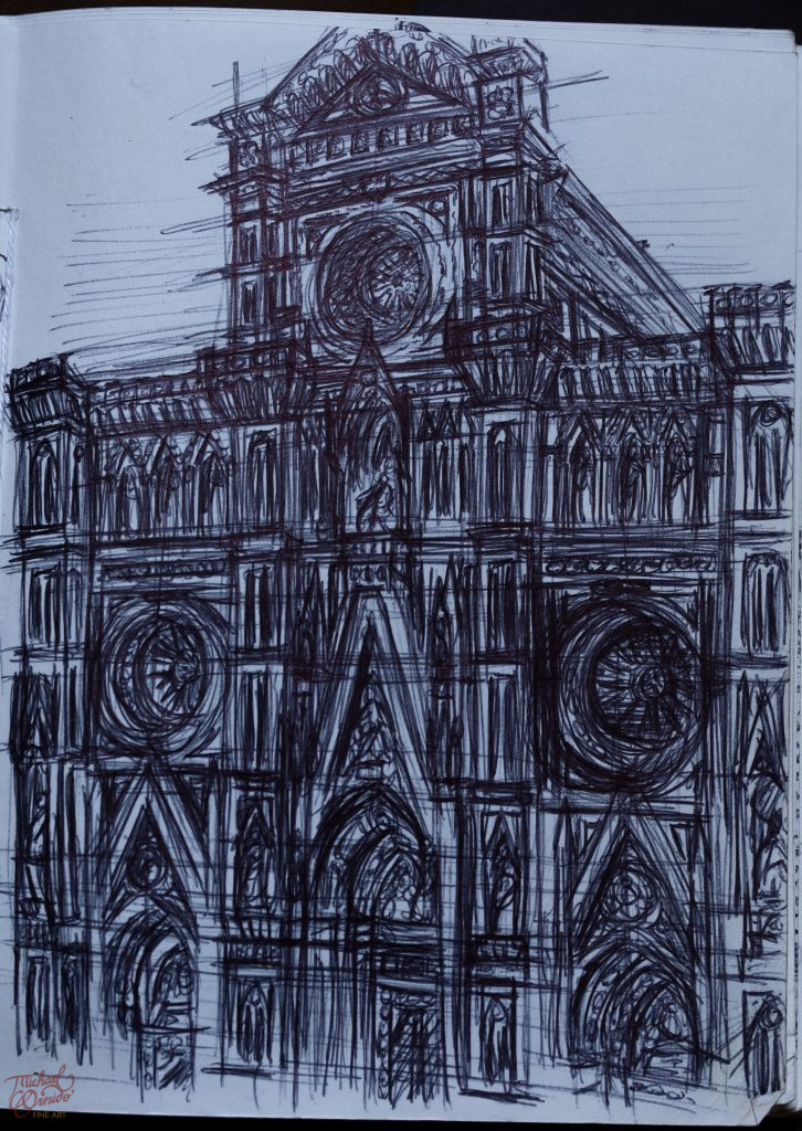 Duomo di Firenze, ballpoint pen on paper, 2024