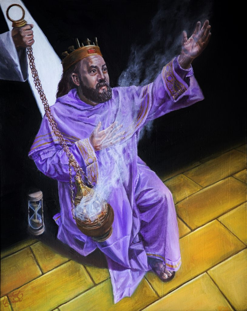 “Timeless in the Heart”, 28″ by 22″ (Portrait of King Solomon), oil on canvas, 2020